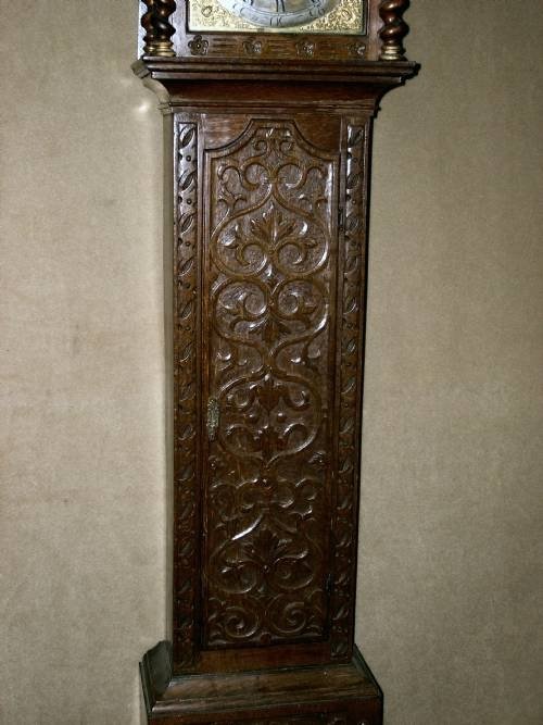 fig 3. Superb 18th C Carved Oak 8 Day Longcase Clock 